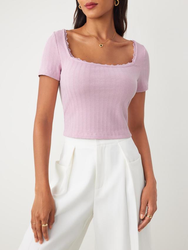 Lace Trim Knitted Crop Top Product Image