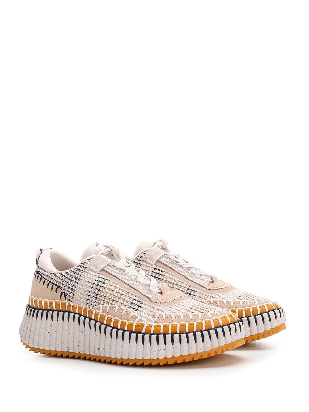 CHLOÉ Nama Embroidered Suede And Recycled-mesh Sneakers In Multicolor Product Image