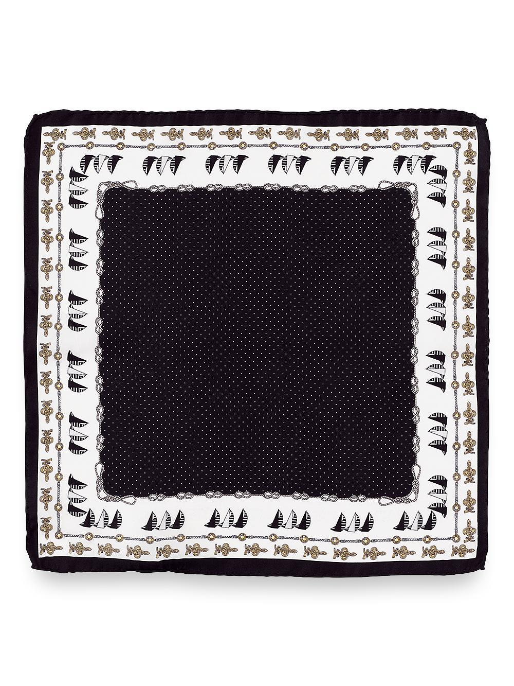 Sailboat Silk Pocket Square - Black/white Product Image