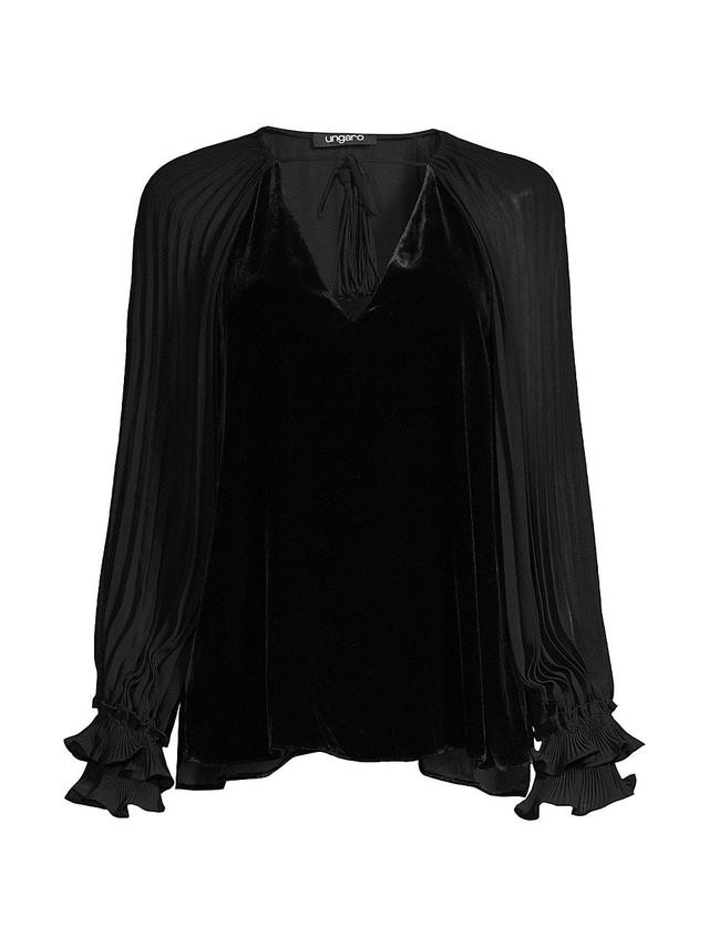 Womens Sophie Velvet & Chiffon Peasant Blouse Product Image