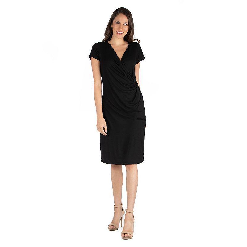 Womens 24seven Comfort Apparel Cap Sleeve Faux Wrap Dress Product Image