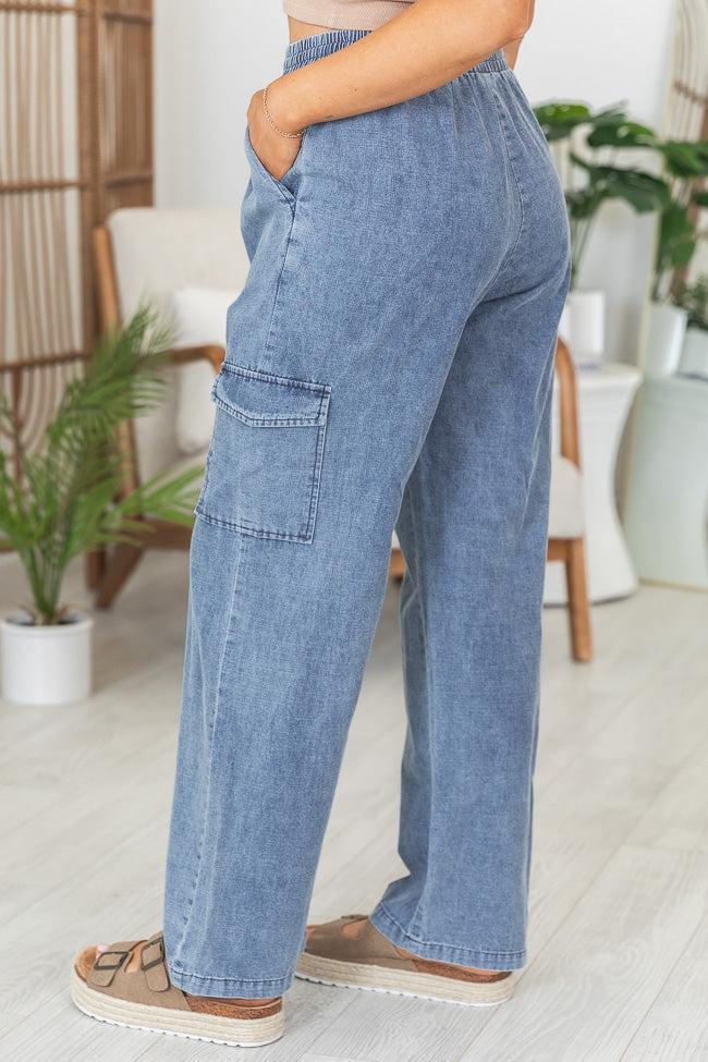 In The Clouds Medium Wash Chambray Cargo Pants Product Image