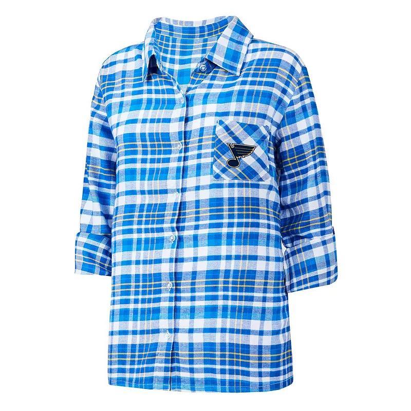 Womens Concepts Sport St. Louis s Mainstay Flannel Full-Button Three-Quarter Sleeve Nightshirt Product Image