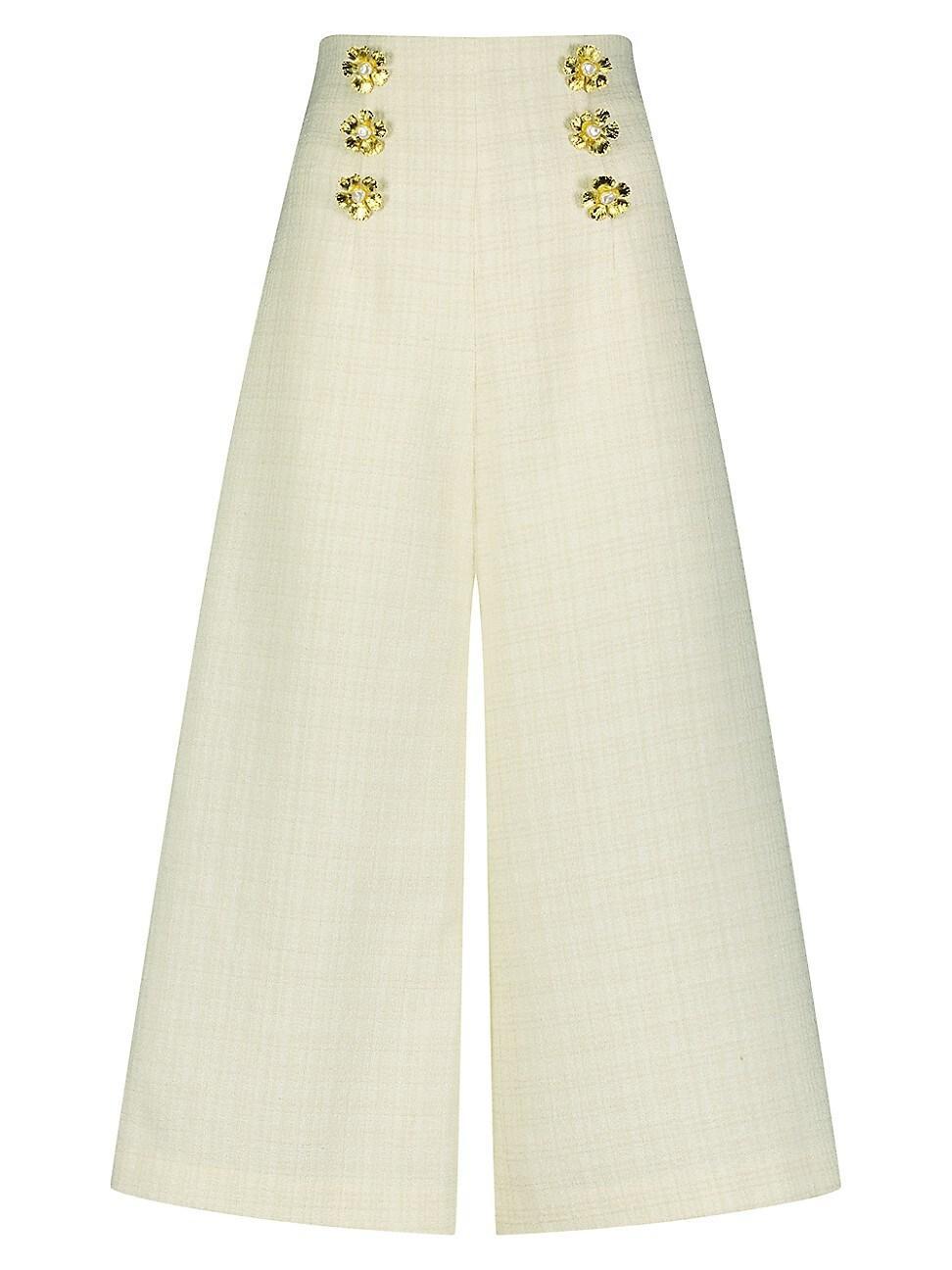 Womens Tweed High-Waist Wide-Leg Trousers Product Image