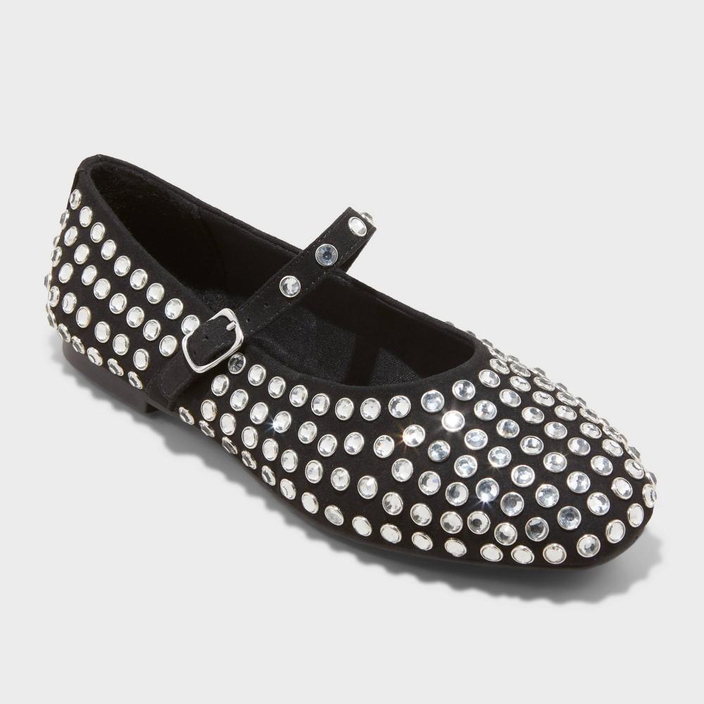 Womens Issa Rhinestone Mary Jane Ballet Flats - A New Day Black Product Image