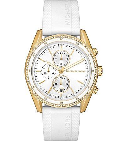 Michael Kors Womens Hadyn Chronograph White Leather Strap Watch Product Image