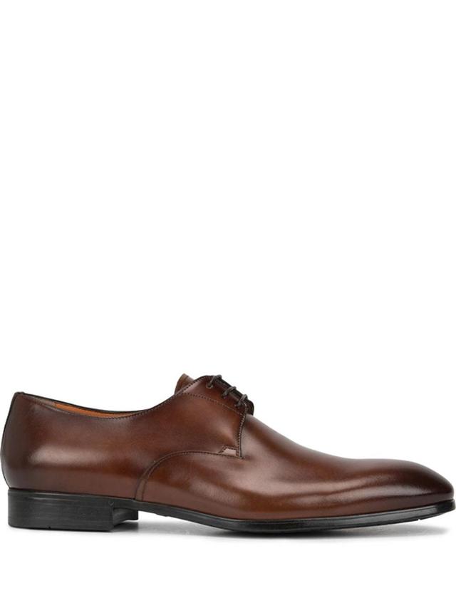 SANTONI Men's Induct Burnished Leather Derby Shoes In Brown Product Image