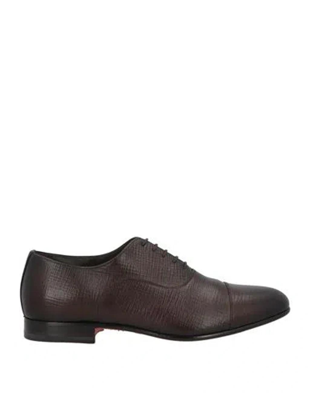 SANTONI Grained-leather Oxford Shoes In Brown Product Image