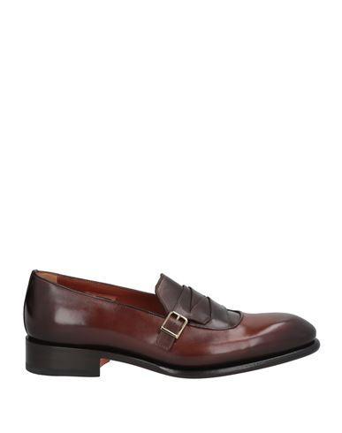 SANTONI Men's Burgundy Leather Single-buckle Loafer With Fringe Product Image