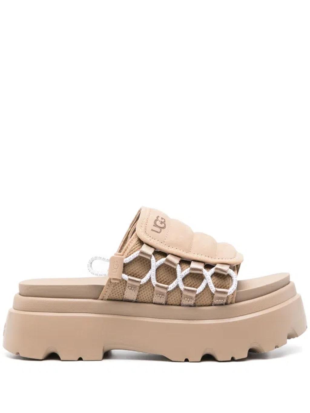 UGG Callie Suede Platform Slides In Beige Product Image