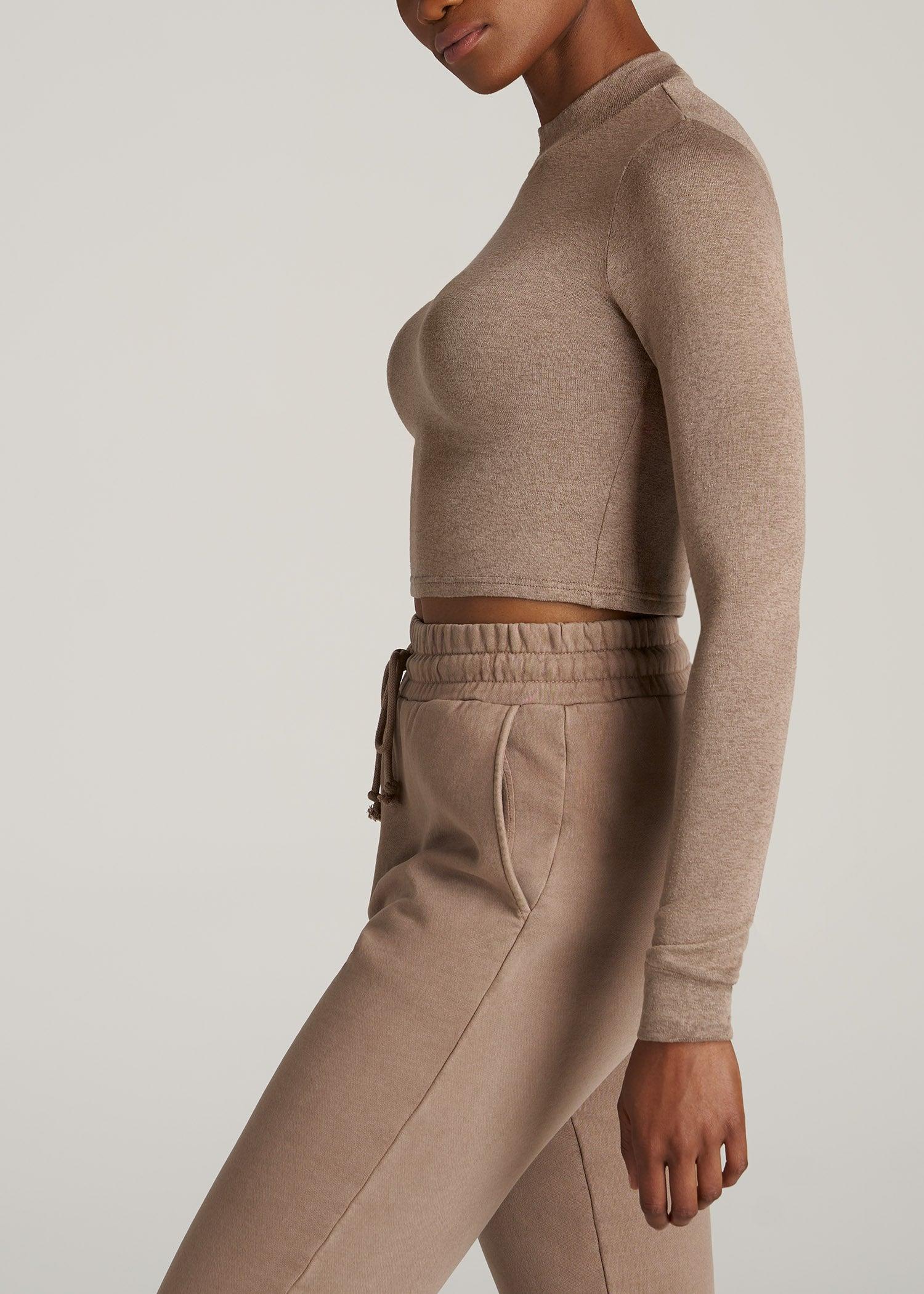 Women's Tall Crop Mock Neck Sweater in Latte Product Image