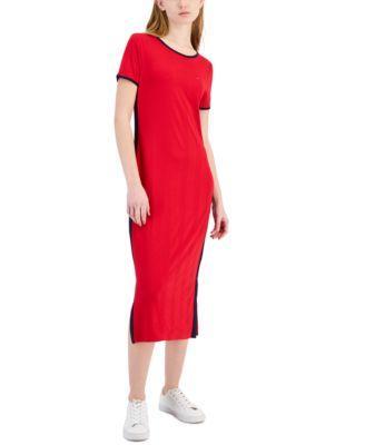 Tommy Hilfiger Womens Ribbed Midi Dress Product Image