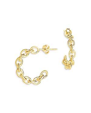 Womens Delicate Chain 14K Gold Plated Hoop Earrings Product Image