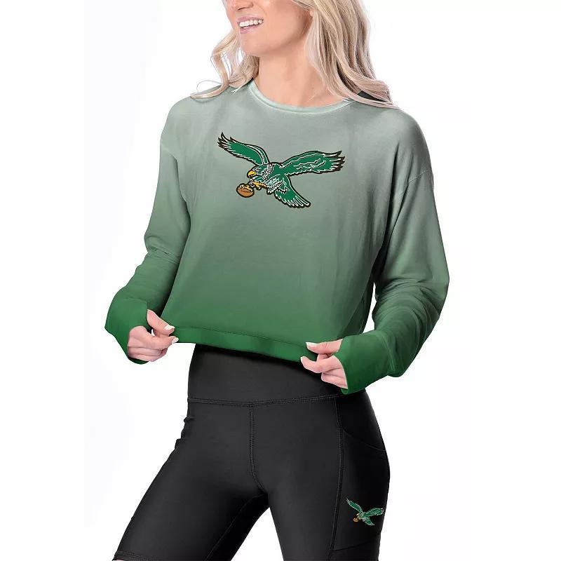 Womens Certo Kelly Philadelphia Eagles Gridiron Classics Shift Hi Low Ombre Long Sleeve T-Shirt Product Image