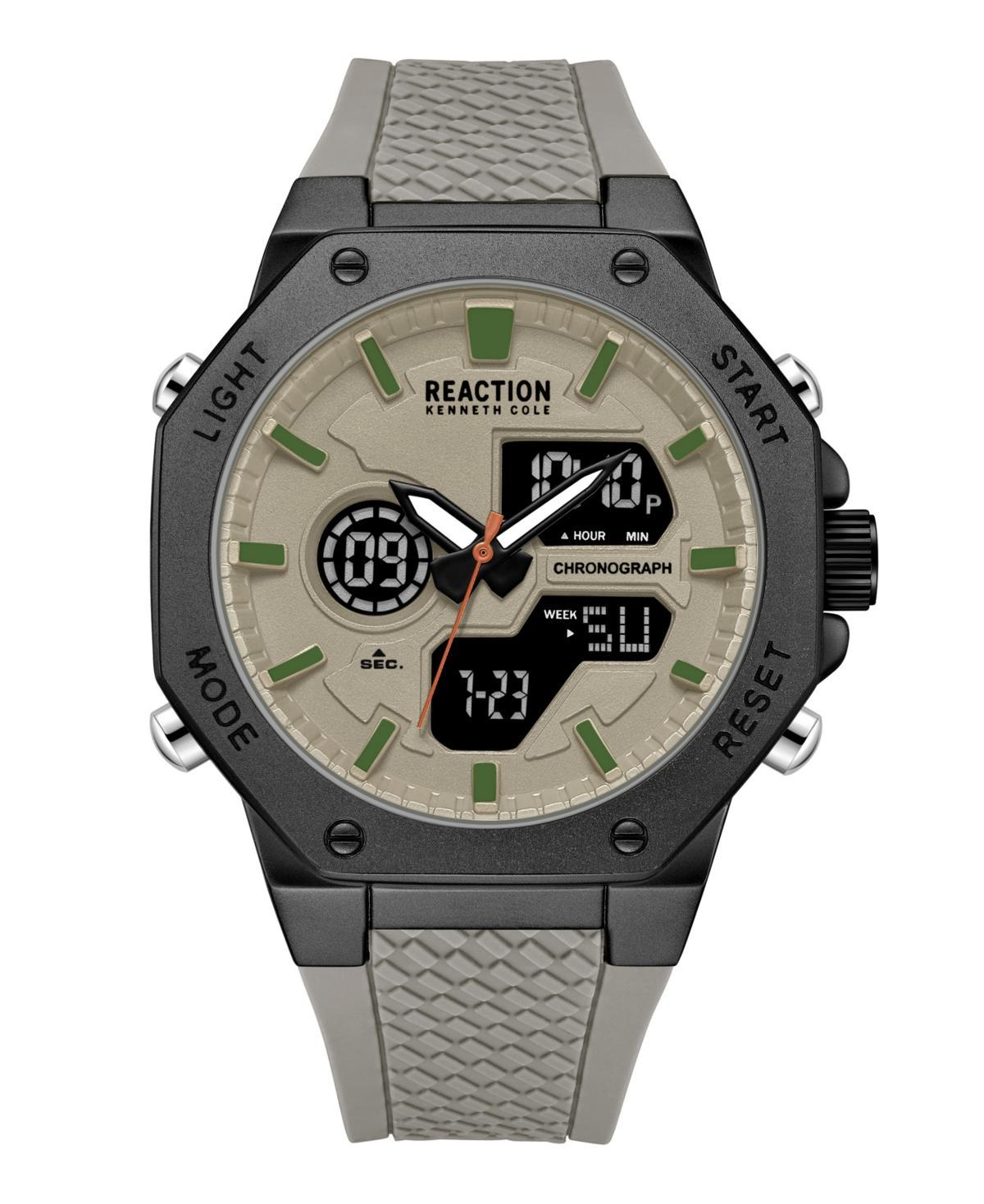 Kenneth Cole Reaction Mens Ana-digi Gray Silicon Strap Watch, 46mm - Gray Product Image