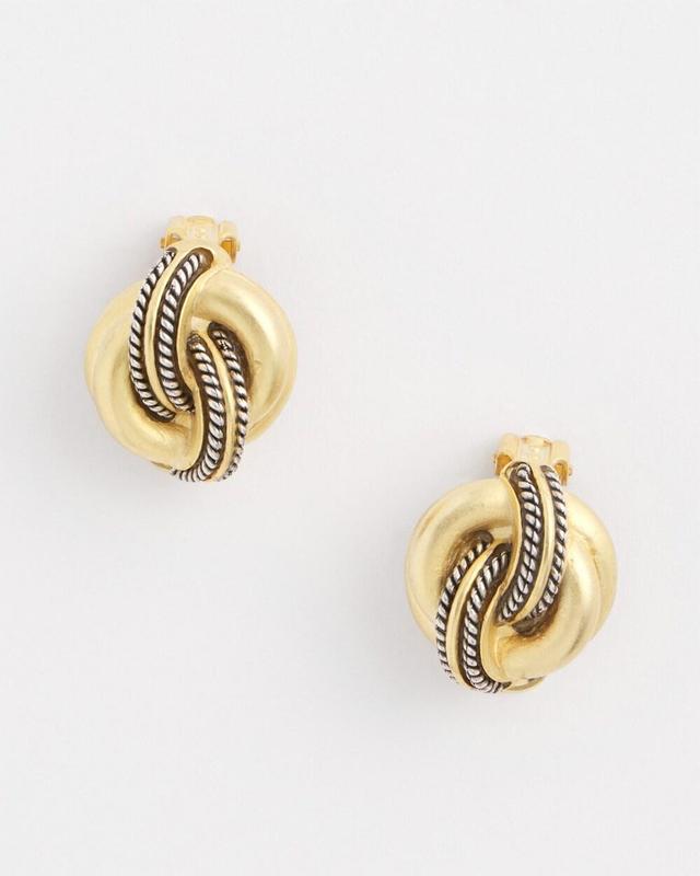 No Droop™ Gold Knot Clip-On Earrings Product Image