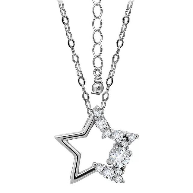 Aleure Precioso Sterling Silver Cubic Zirconia Open Star Pendant Necklace, Womens Gold Product Image