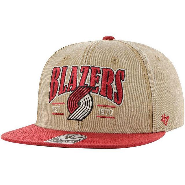 Mens 47 Khaki/Red Portland Trail Blazers Chilmark Captain Snapback Hat Product Image