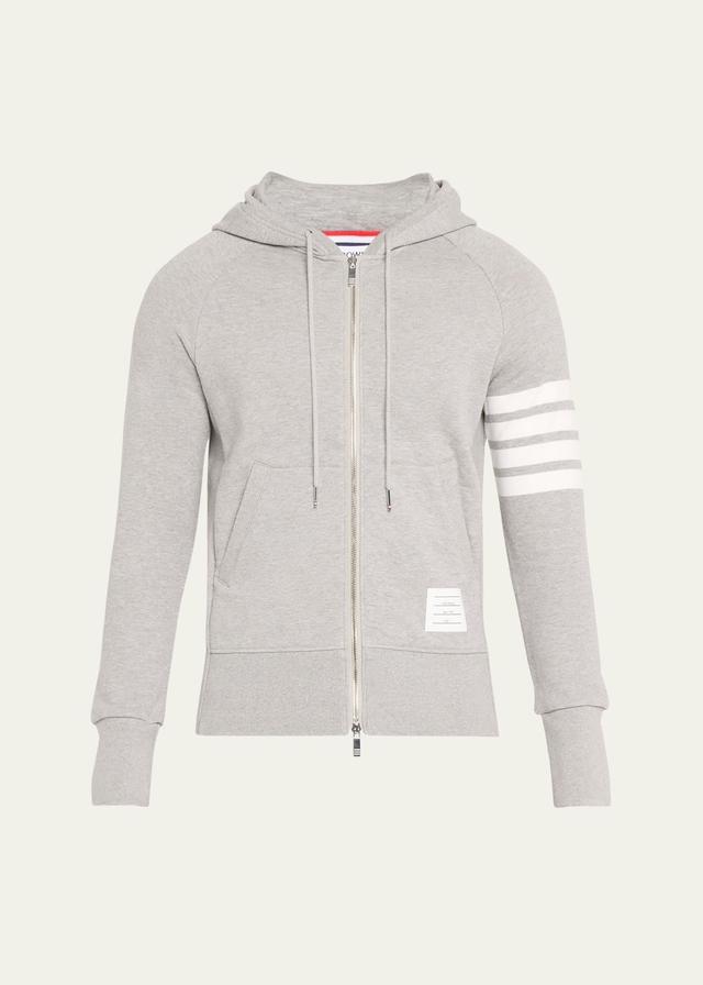 Thom Browne - Four-bar Zip-through Cotton Hoodie - Mens - Navy Product Image