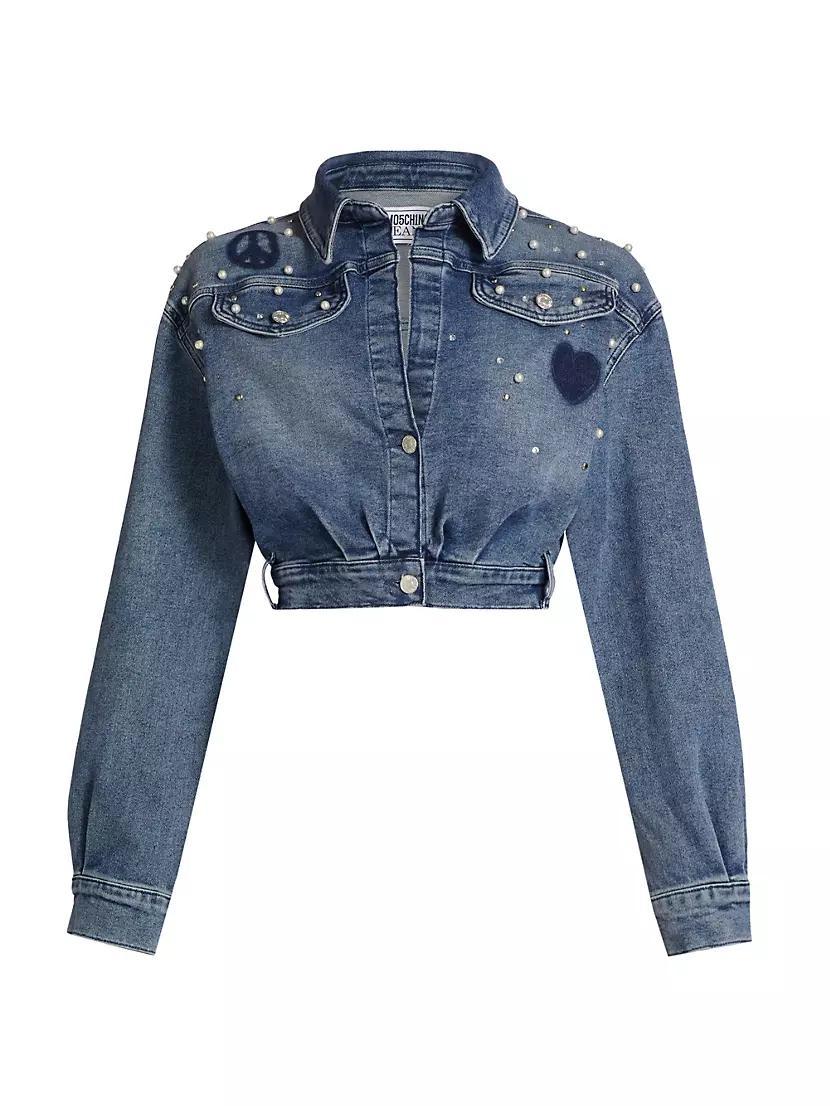 ​Embellished Denim Crop Shirt product image