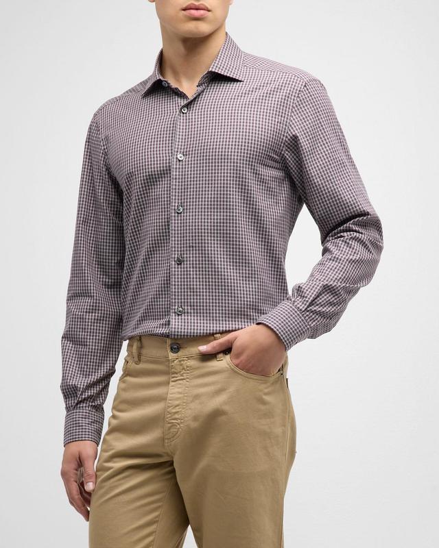 Mens Cashmere Micro-Check Sport Shirt Product Image