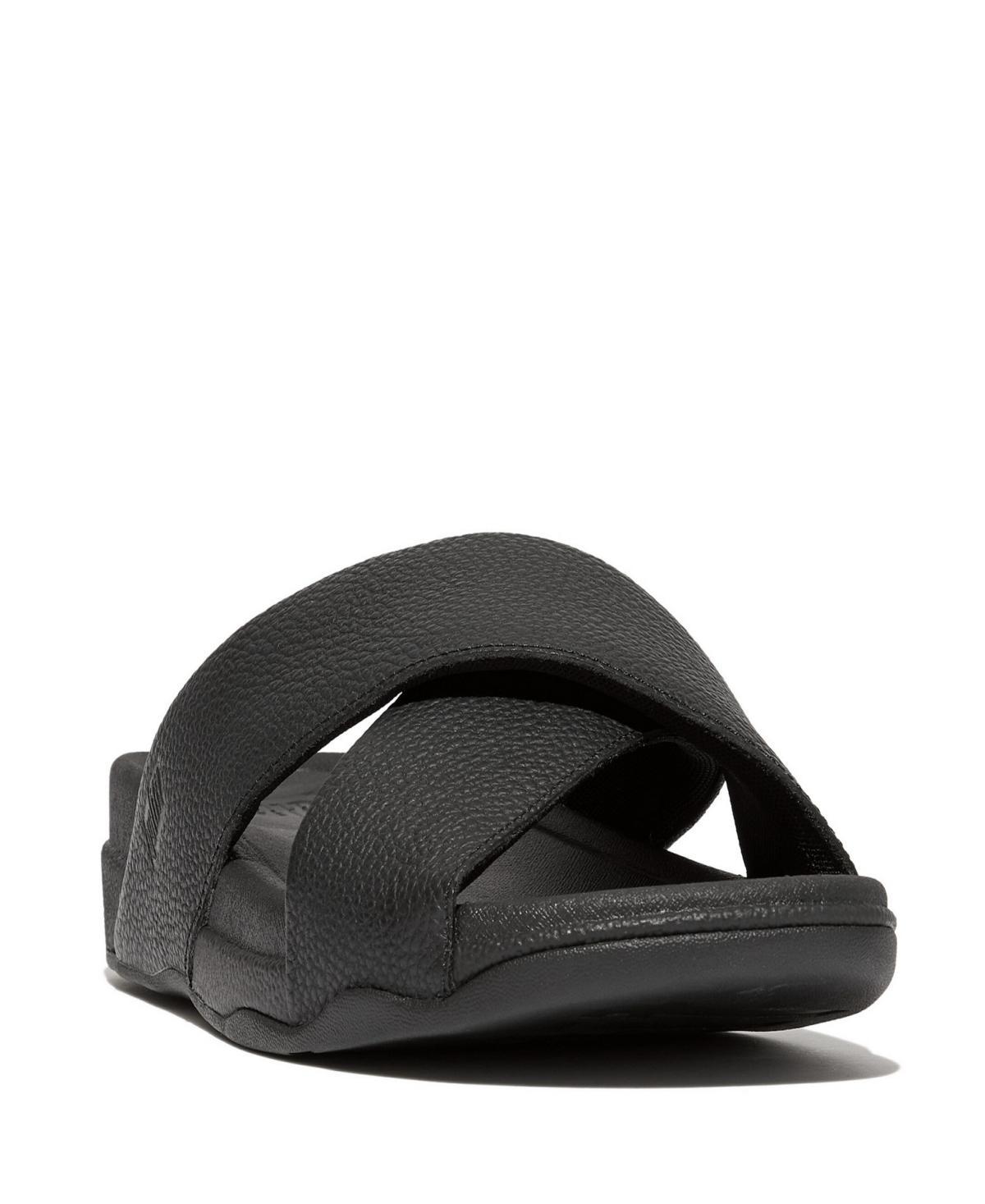 FitFlop Mens Tumbled-Leather Cross Slides Product Image