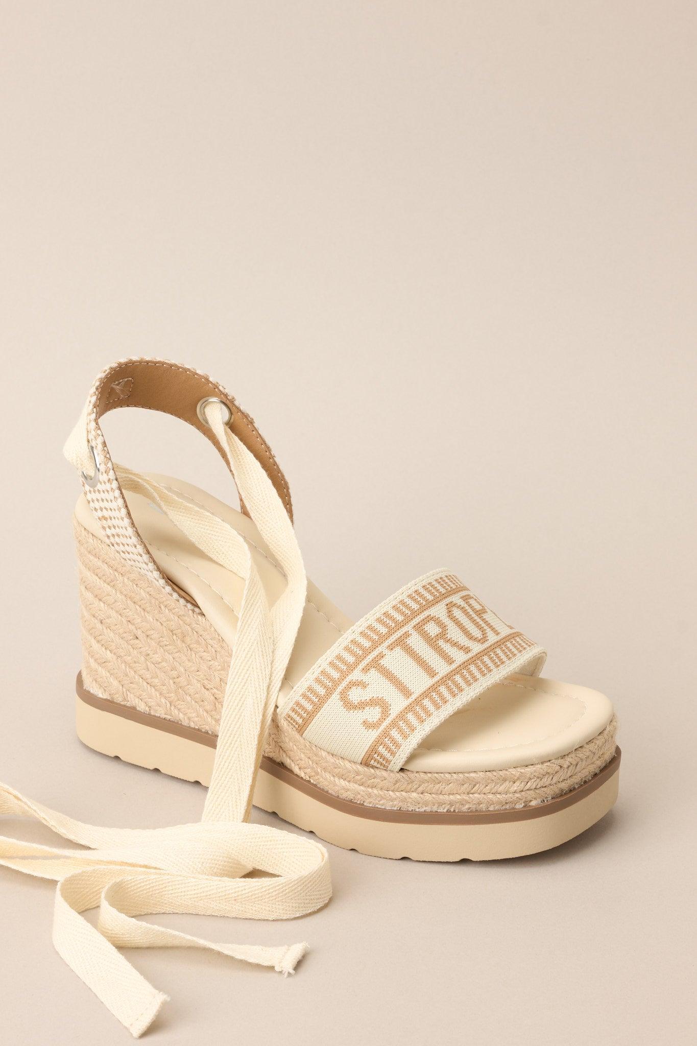 Here Again Tan Espadrille Platform Wedge Sandals Product Image