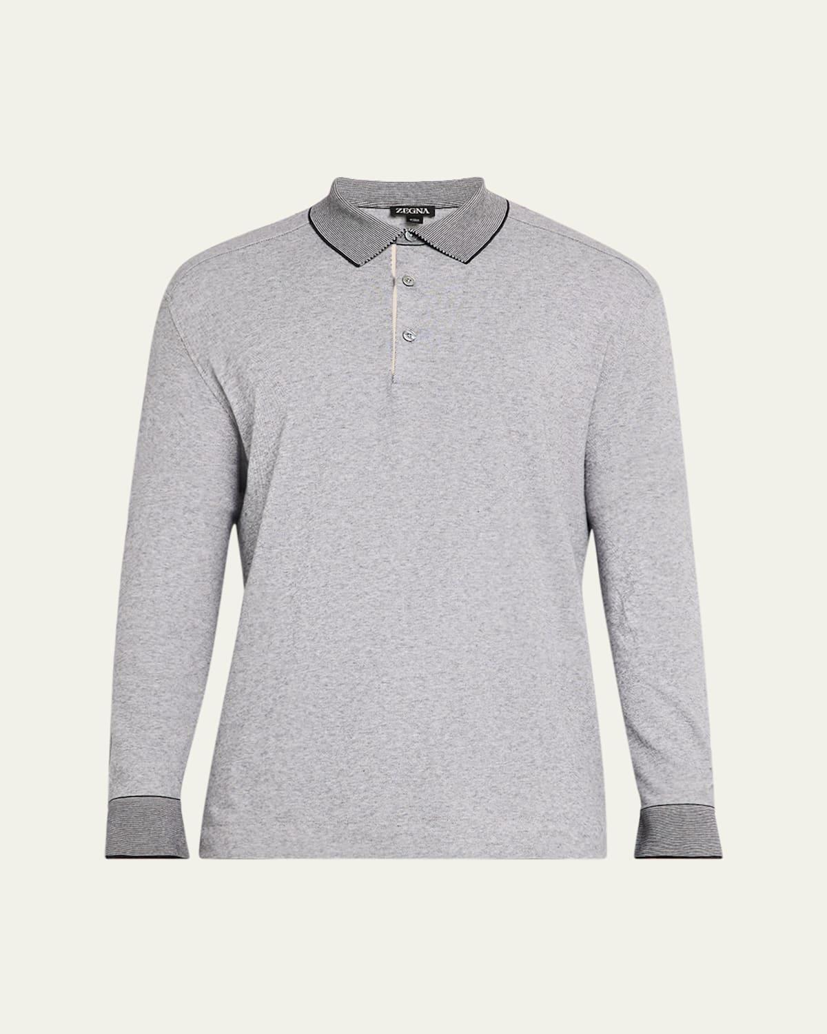 Mens Birdseye Cotton Long-Sleeve Polo Shirt Product Image