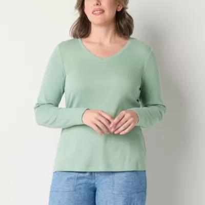 St. John's Bay Womens Tall V Neck Long Sleeve T-Shirt product image