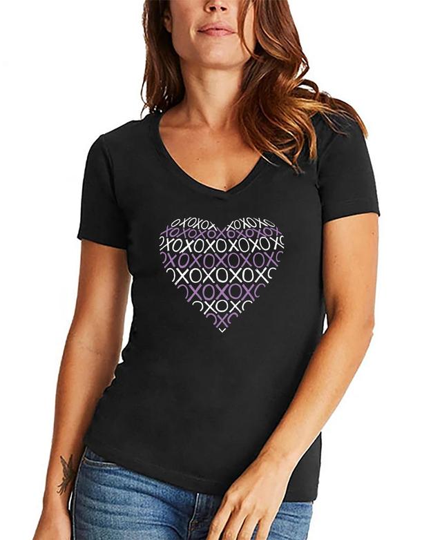 Womens Word Art Xoxo Heart V-Neck T-Shirt Product Image