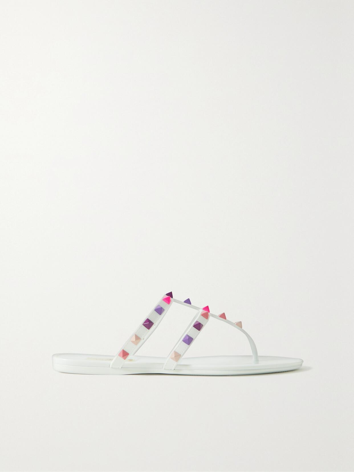 Rubber Rockstud Sandals In White Product Image