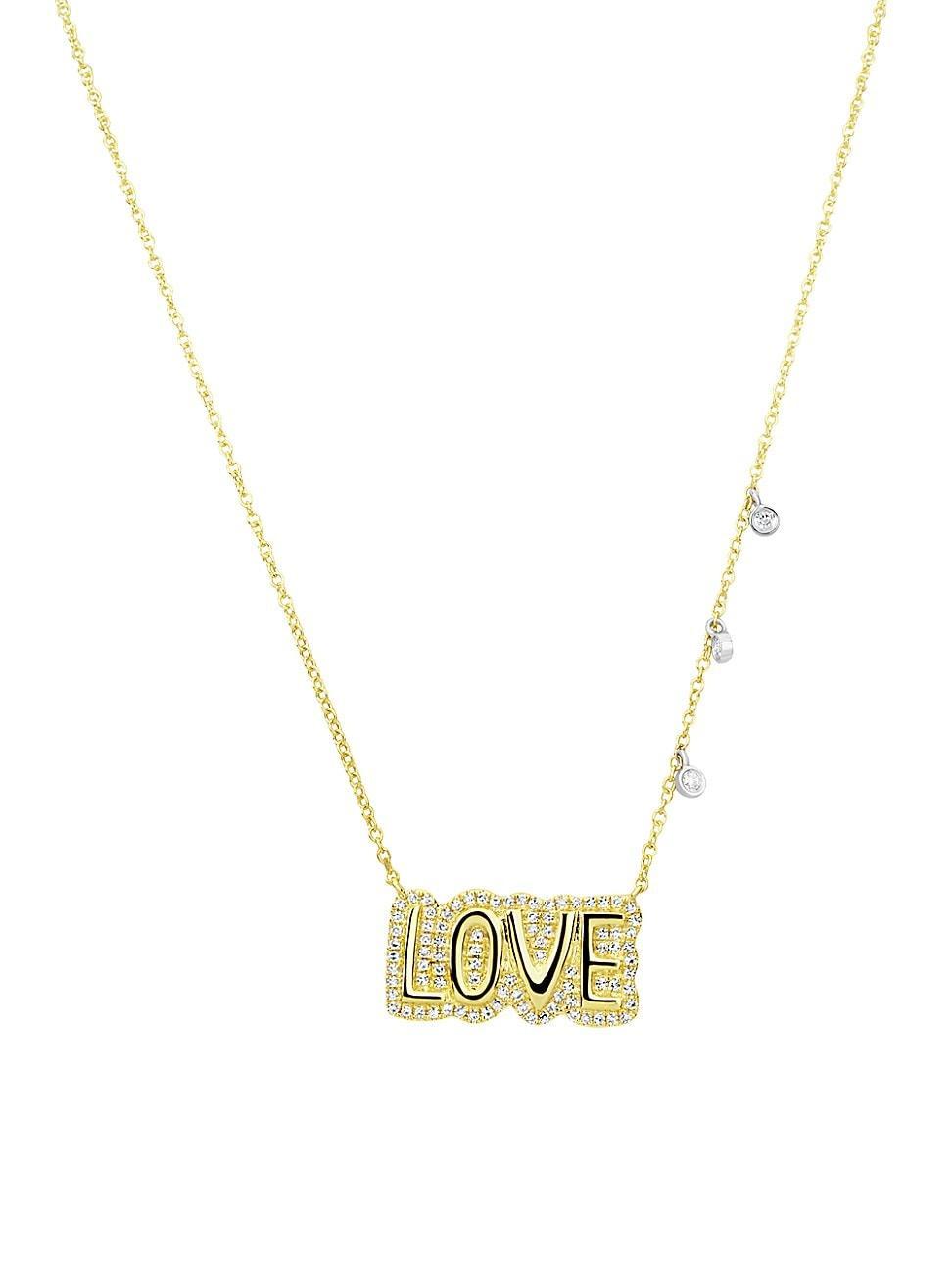 Womens LovePlate 14K Yellow Gold & 0.35 TCW Diamond Necklace Product Image