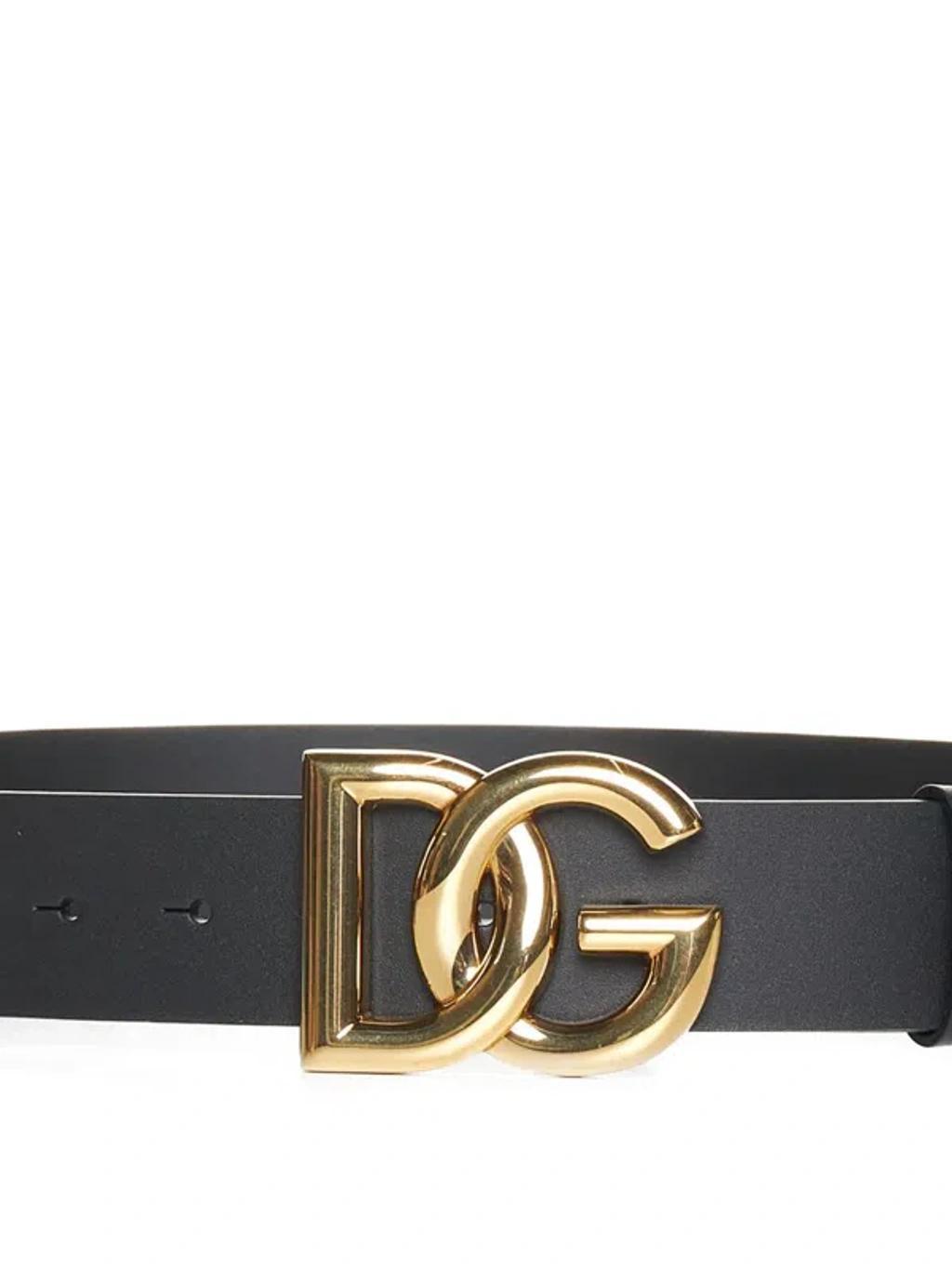 Dolce E Gabbana Mens Black Leather Belt In Nero Oro Product Image