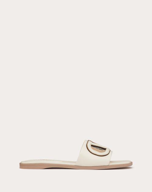 VLOGO CUT-OUT CALFSKIN SLIDE SANDAL Product Image