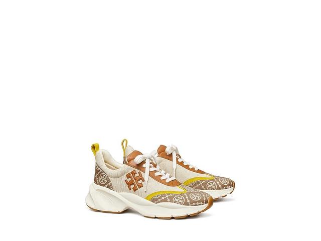 Tory Burch T Monogram Good Luck Trainer (Natural/Inverse Hazel T-Monogram/Tan) Women's Shoes Product Image