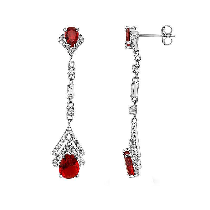 Sterling Silver Cubic Zirconia Dangle Drop Earrings, Womens Product Image