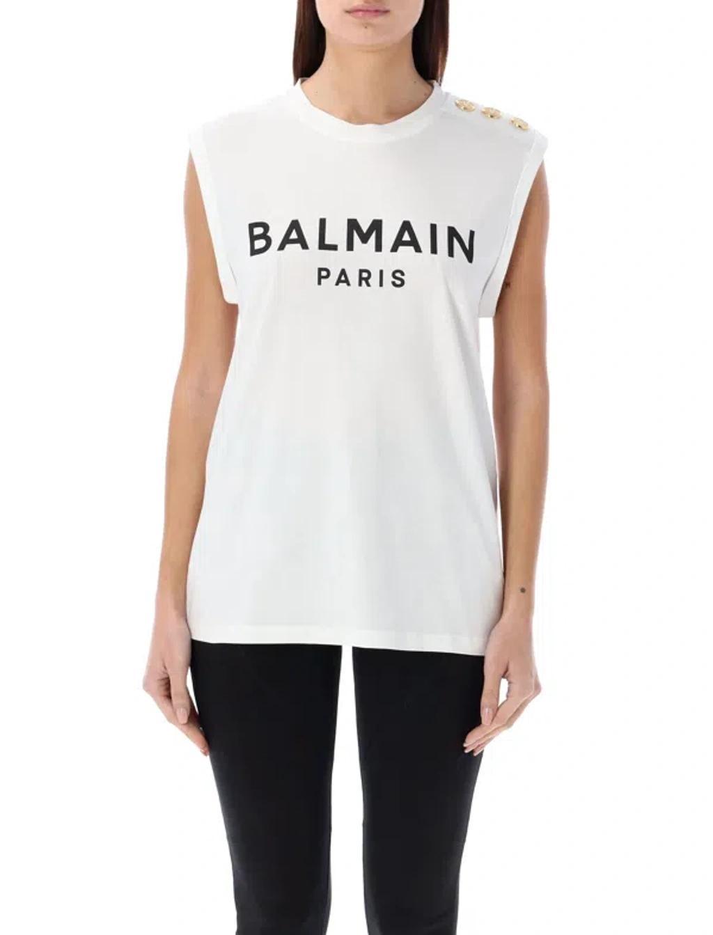 BALMAIN Women's 3-button Tank Top In Weiss product image