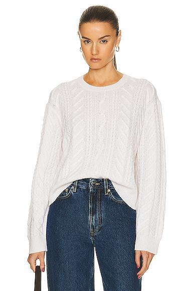 Guest In Residence Marled Cable Crew Sweater in Cream Product Image