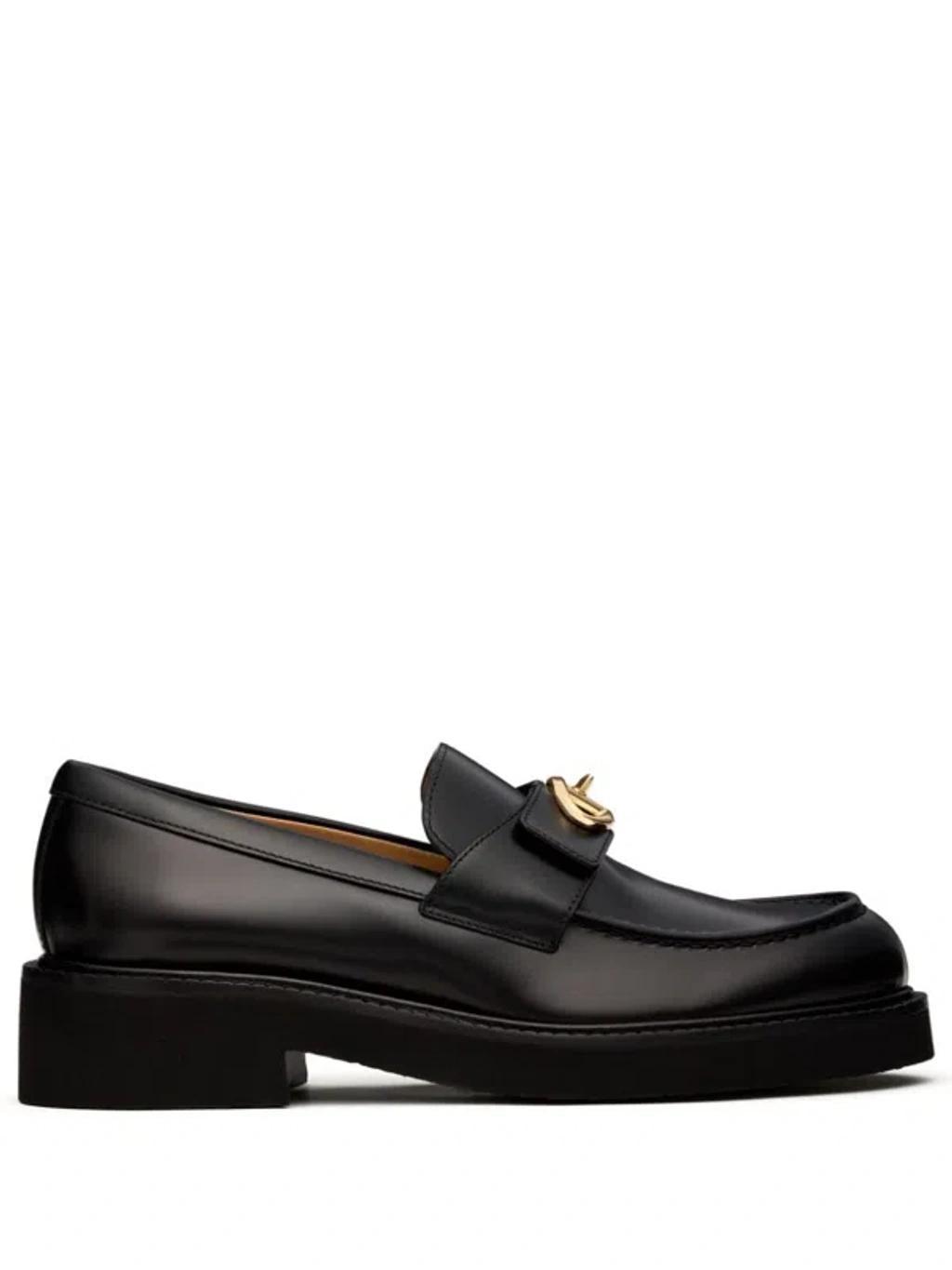 VALENTINO GARAVANI Women's Vlogo Locker Leather Loafers In Black product image