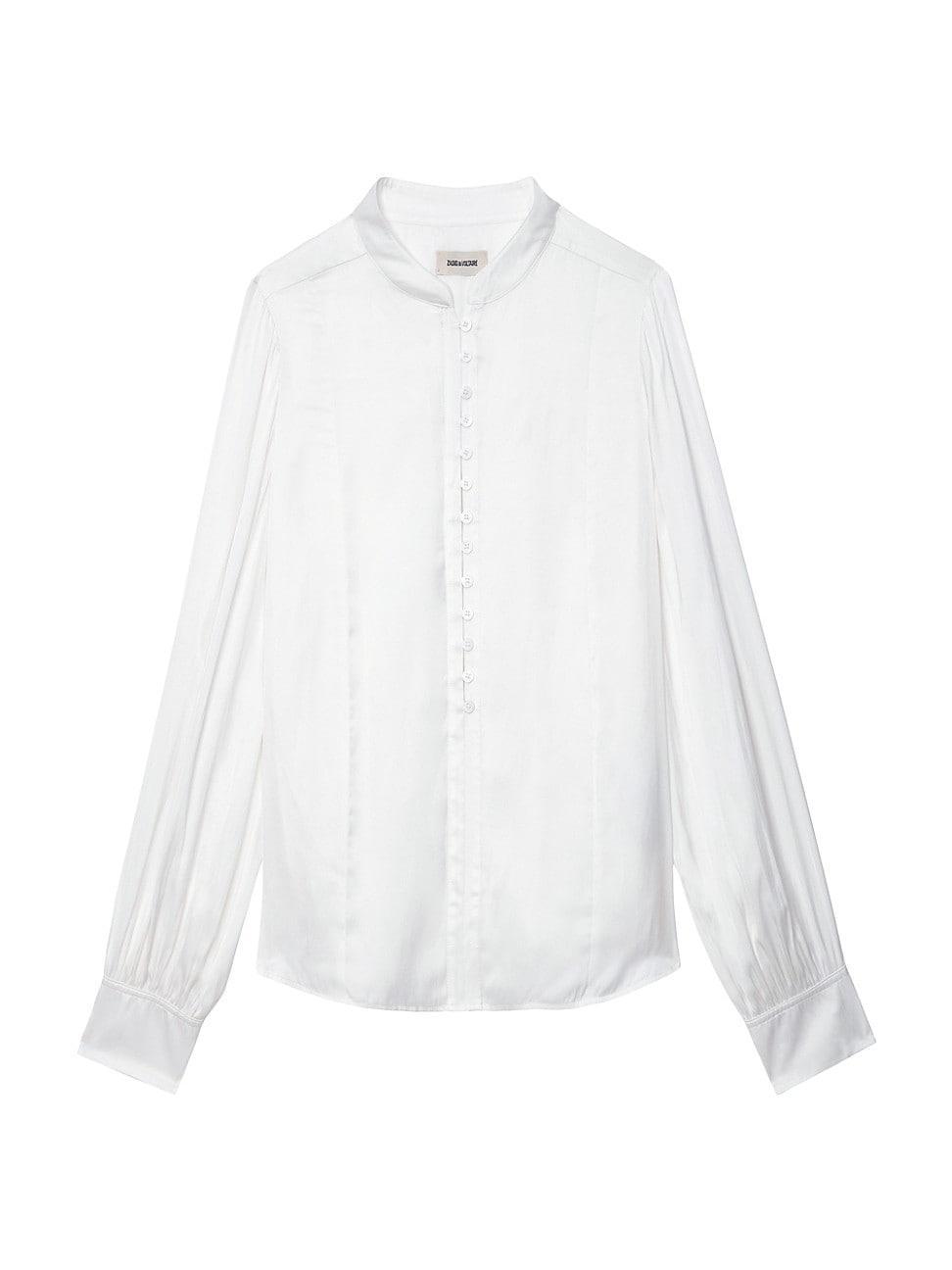 Womens Twina Satin Button-Front Shirt Product Image