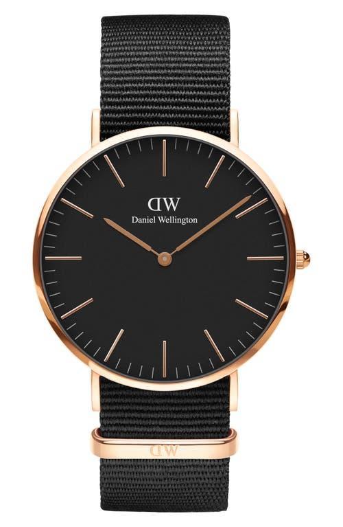 Daniel Wellington Mens Classic Cornwall Black Polyester Watch 40mm Product Image