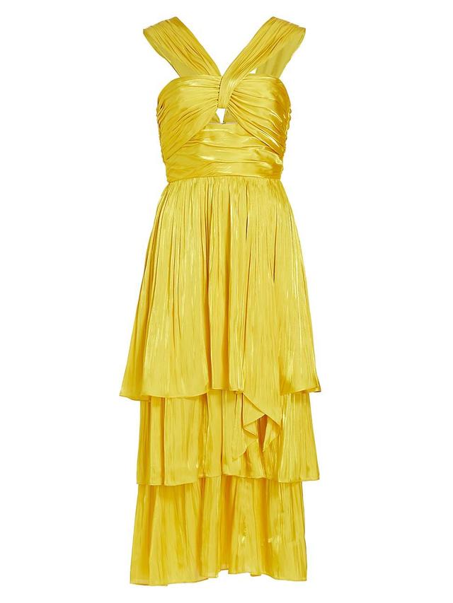 Womens Malia Pleated Satin Midi-Dress Product Image