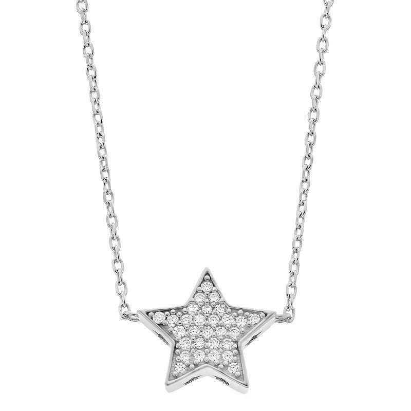 Rosabella Sterling Silver Cubic Zirconia Pave Star Link Necklace, Womens Product Image