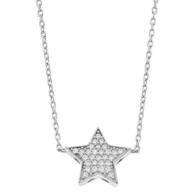 Rosabella Sterling Silver Cubic Zirconia Pave Star Link Necklace, Womens Product Image