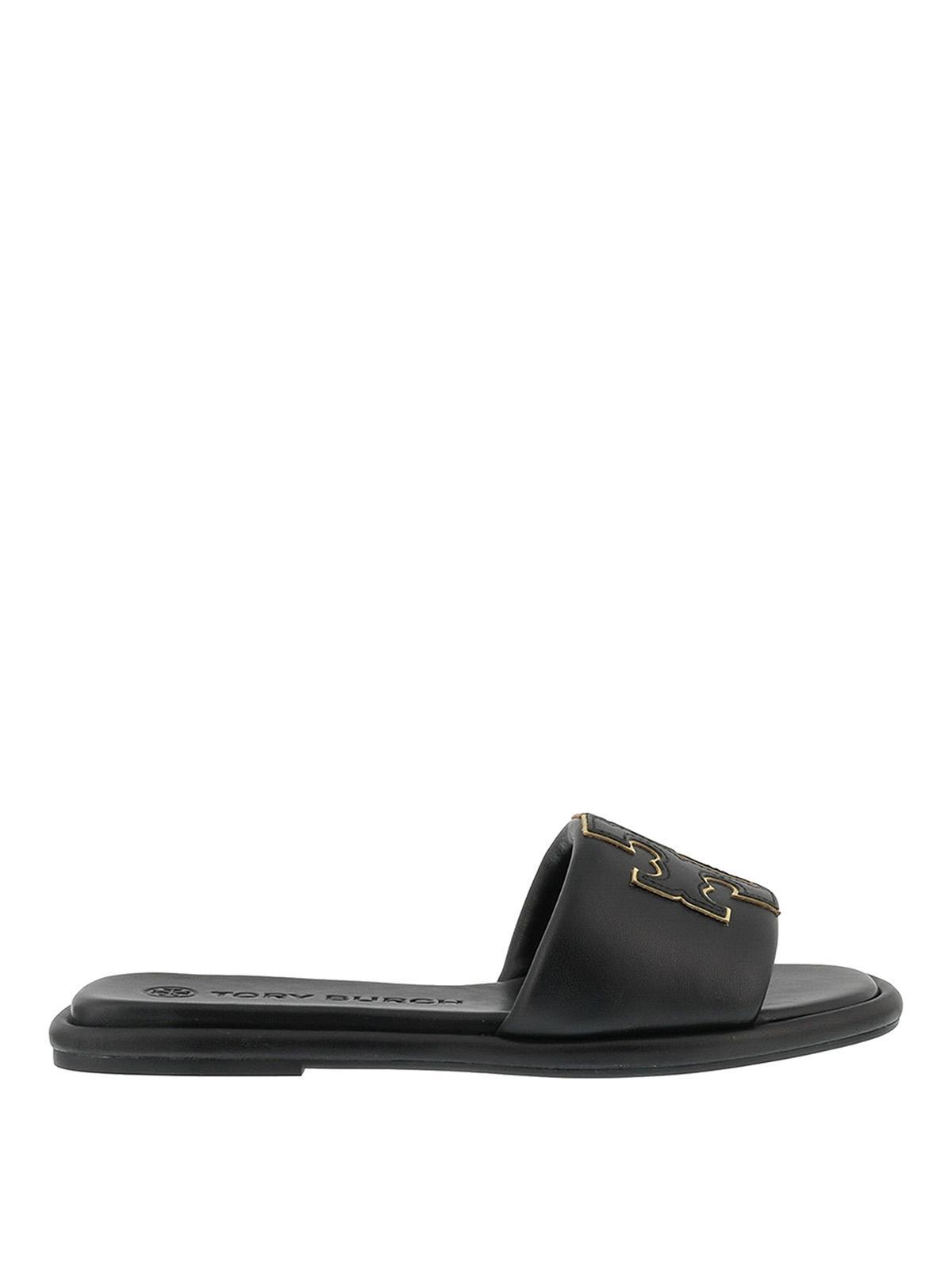 TORY BURCH Ines Leather Slides In Black Product Image