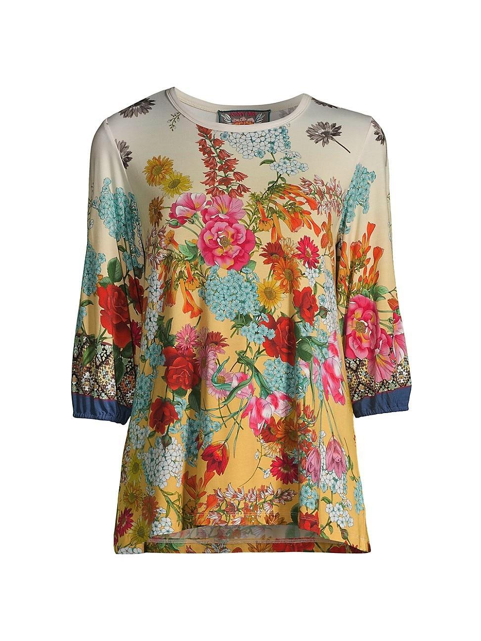 Womens Delite Floral Puff-Sleeve Top Product Image