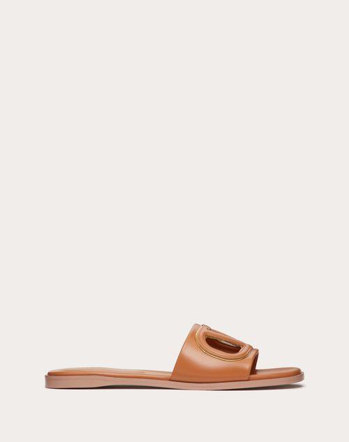 VLOGO CUT-OUT CALFSKIN SLIDE SANDAL Product Image