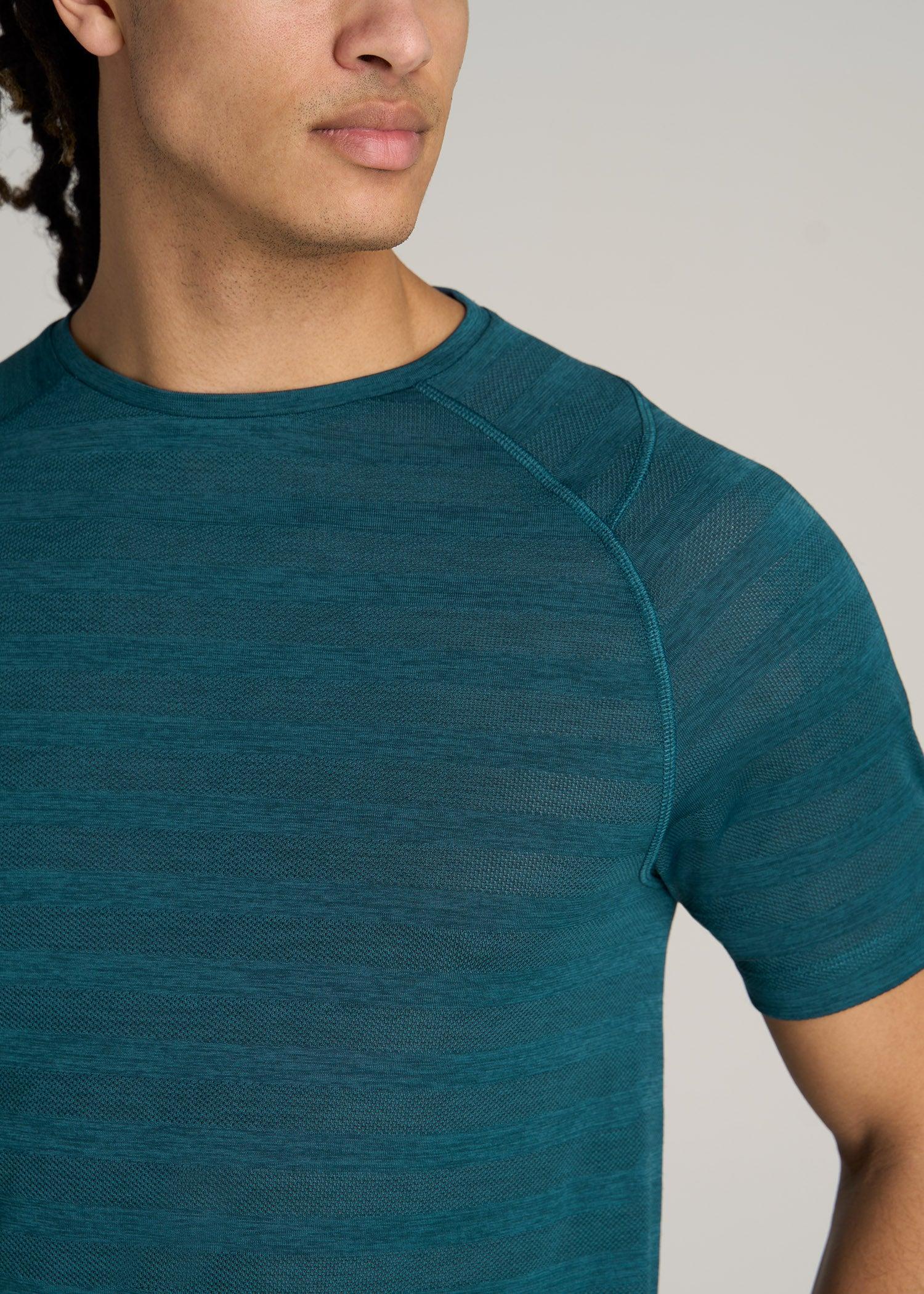 A.T. Performance MODERN-FIT Crewneck Raglan Short Sleeve T-Shirt for Tall Men in Teal Heather Male Product Image