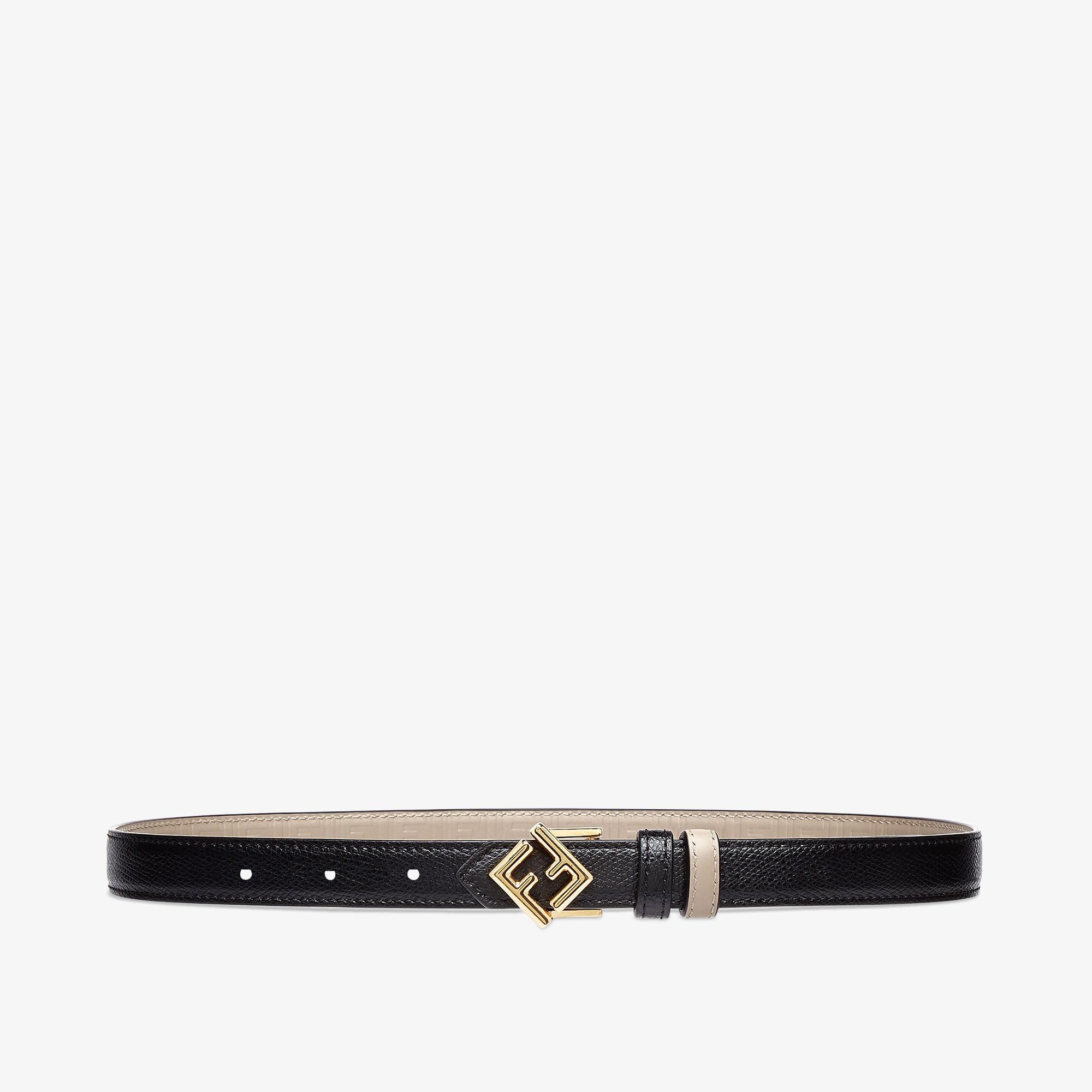 FF Diamonds BeltBlack and beige leather reversible belt Product Image