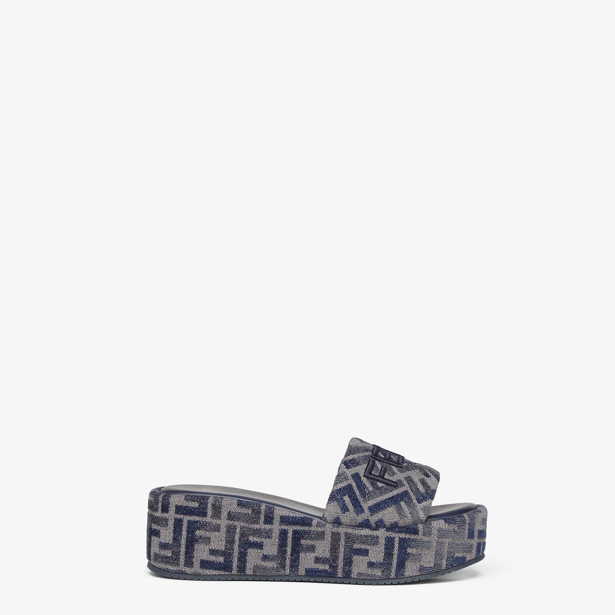 Fendi SunshineBlue FF denim flatform slides Product Image